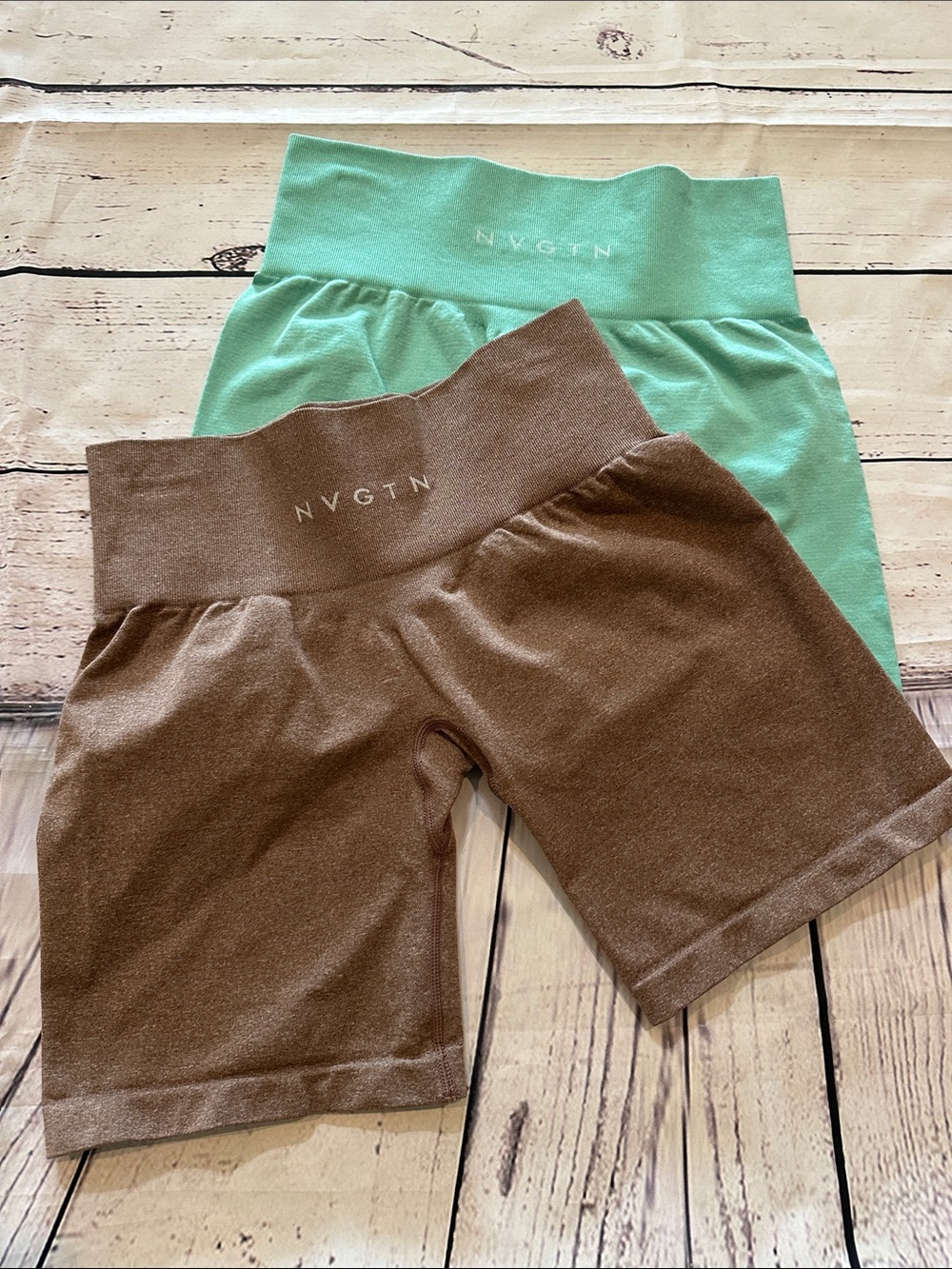NVGTN Seamless High-Waist Bike Shorts - Brown & Mint Bundle